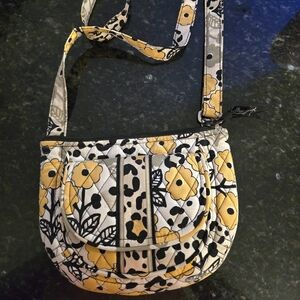 Vera Bradley Black and Yellow Quilted Shoulder Bag
